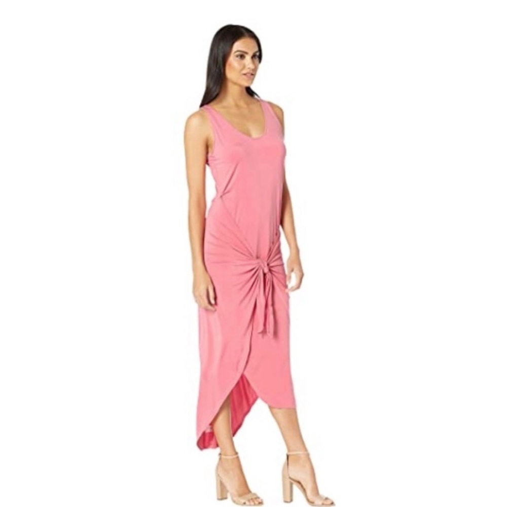 NWOT Young, Fabulous & Broke Renata Dress Pink/Mauve Color Tie Front High-Low - Picture 4 of 10
